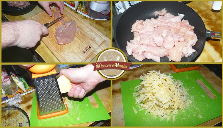 Макароны с курицей и грибами, вином и травами. Приготовление. Шаг 3