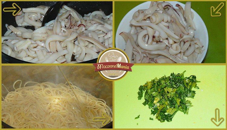 Макароны с тыквой и кальмарами. Приготовление. Шаг 6