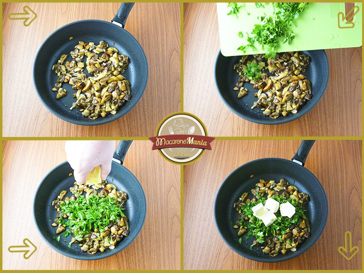 Макароны с белыми грибами, шампиньонами и сыром. Приготовление. Шаг 3