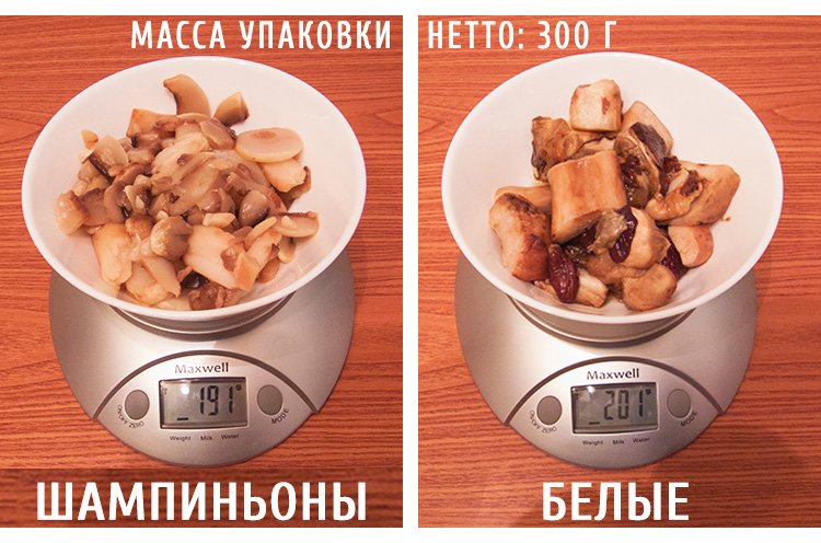 размороженые грибы вес